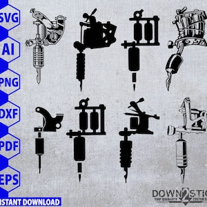 Tattoo Machines Bundle | Tattoo designs for engraving, vinyl cutting, Printing