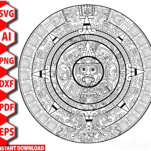 Azteken Mayan Kalender svg, eps, Adobe AI, pdf, dxf, png