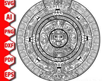 Aztec Mayan Calendar svg, eps, Adobe AI, pdf, dxf, png