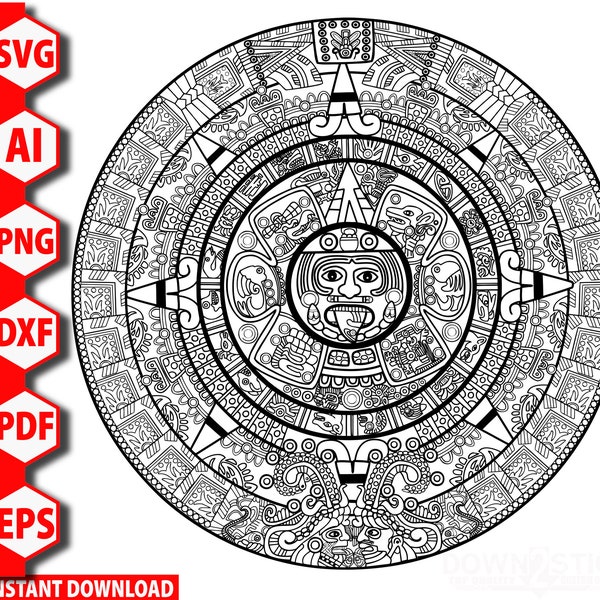 Aztec Mayan Calendar svg, eps, Adobe AI, pdf, dxf, png