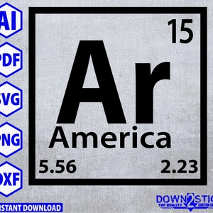 AR America Periodic table, 5.56, 2.23 svg, dxf, pdf, png,