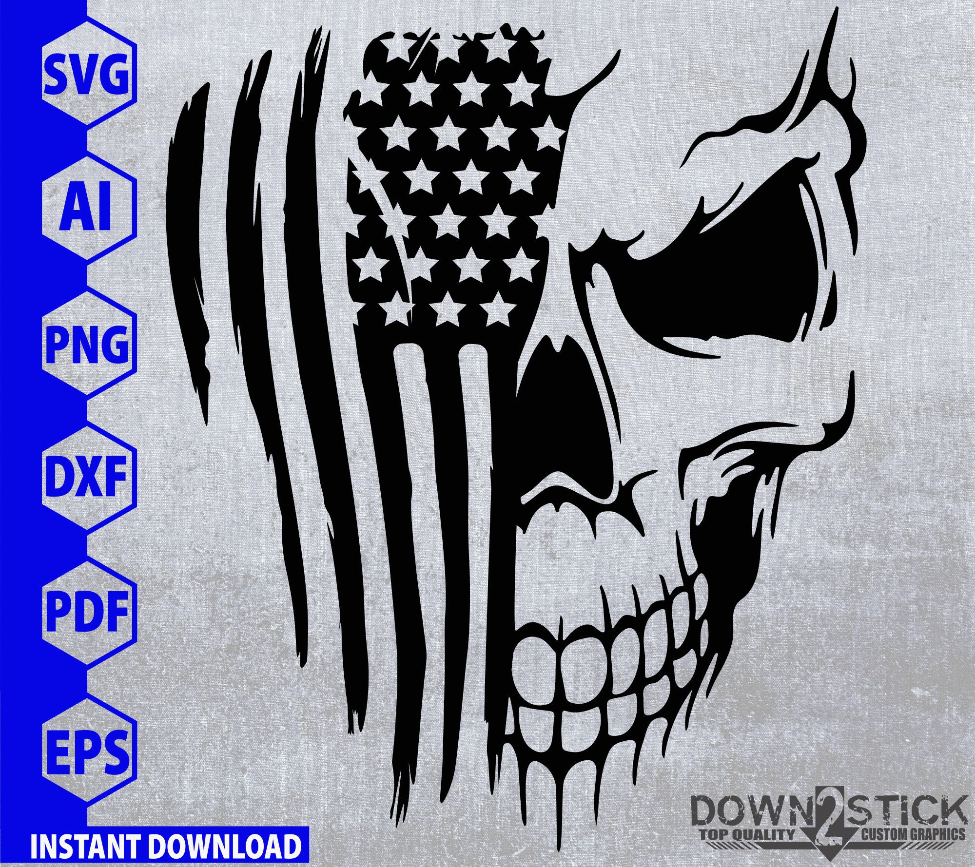 USA Skull Flag Tattered Distressed Decal American Flag Skull Etsy