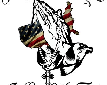 Pray for America Praying Hands Decal, In God We Trust Sticker