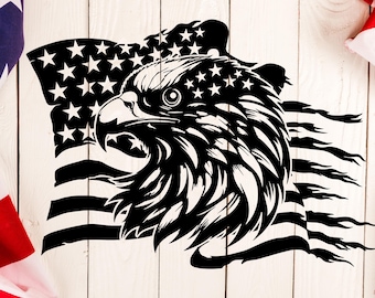American Eagle distressed flag, vinyl graphic, Patriotic sticker