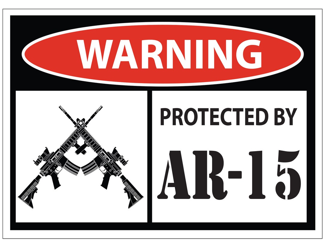 2 Pezzi Avviso Divertente Protetto Da Adesivi In Vinile AR-15 A - Foto 7