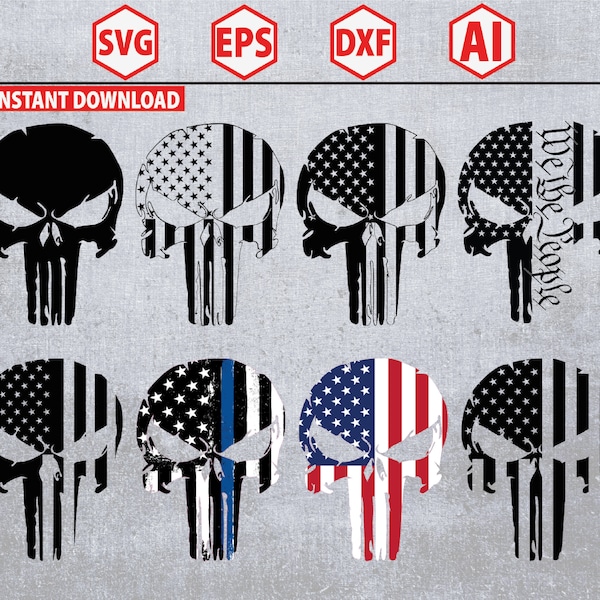 Punisher Flag svg, Punisher svg, Punisher skull svg, skull svg, sugar skull svg, the punisher svg - Printable, Cricut & Silhouette files