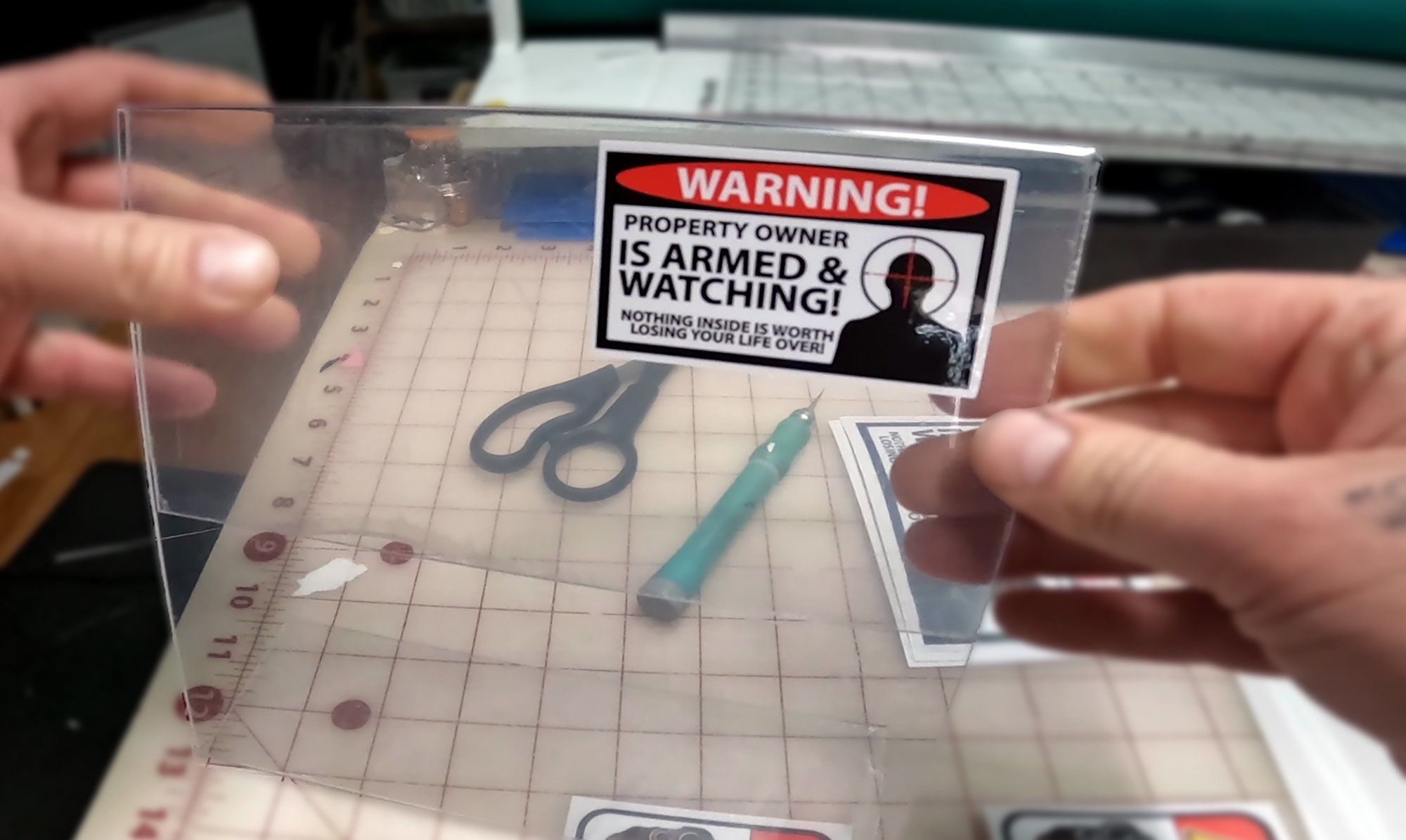 Warning Property Owner Armed Sticker - Security Sign Decal - Etsy