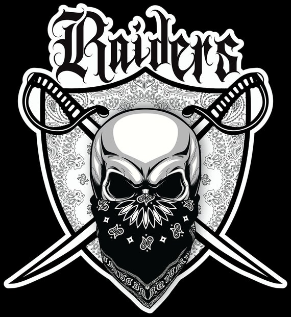 Raiders Window Sticker Vinyl Decal Skull. Perfect for  