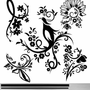 Ornamental Floral Collection|Vintage Design|Swirly Floral Element|Digital file|Clip Art|Vector EPS AI Jpeg and PNG Files- Instant Download