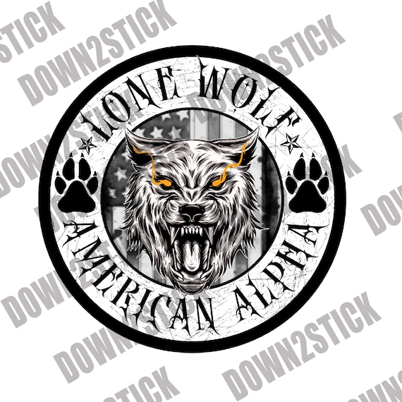 sticker tete de loup nez à gauche lone wolf autocollant