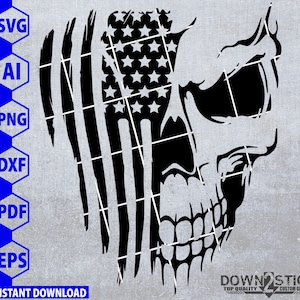 USA skull flag Tattered distressed decal American Flag Skull, Patriotic Flag