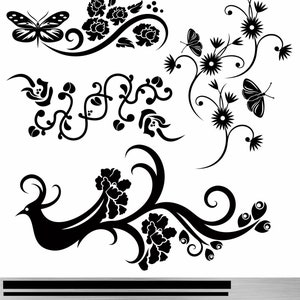 Ornamental Floral Collection|Vintage Design|Swirly Floral Element|Digital file|Clip Art|Vector EPS AI Jpeg and PNG Files- Set 2