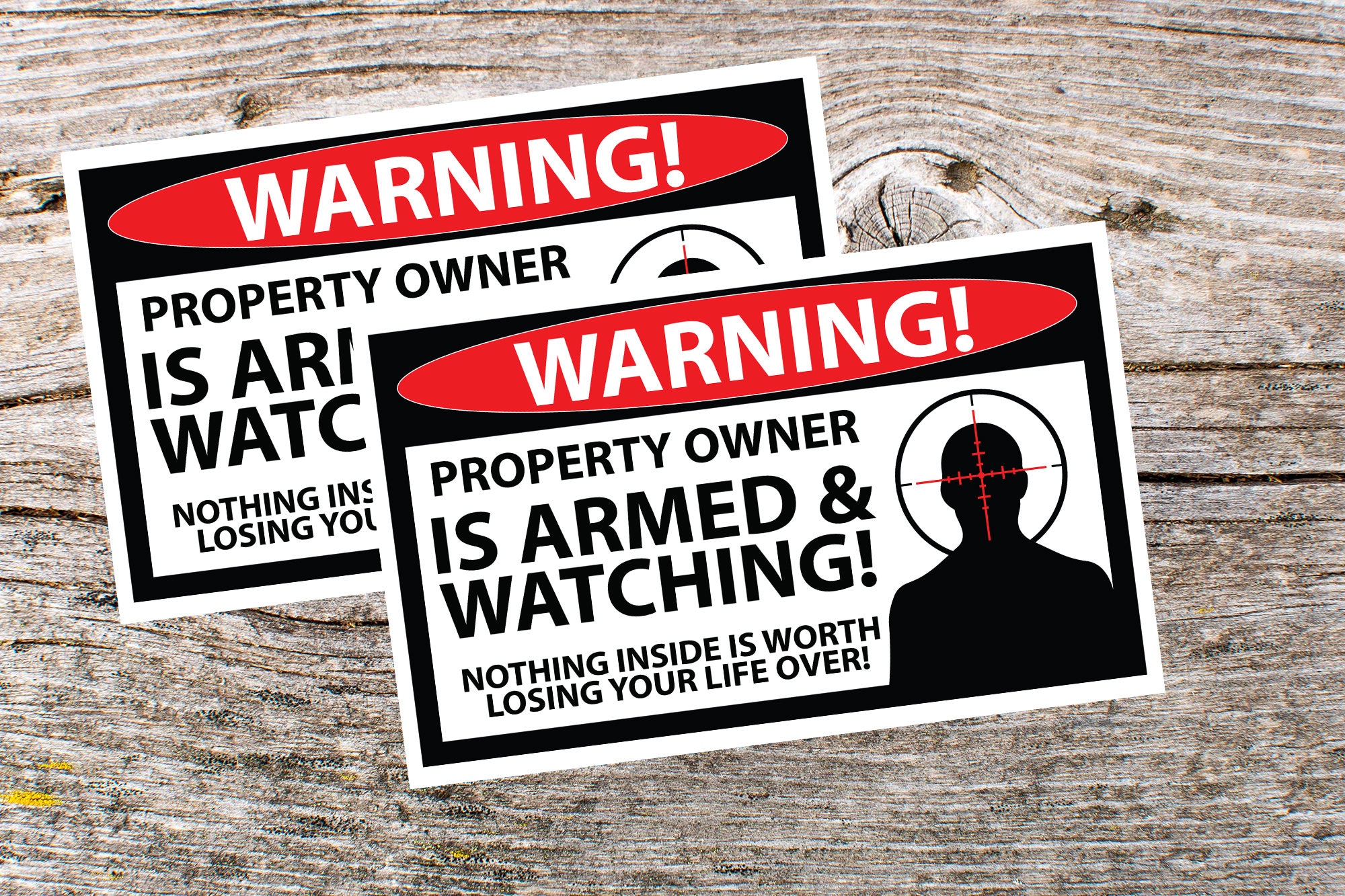 Warning Property Owner Armed Sticker - Security Sign Decal - Etsy