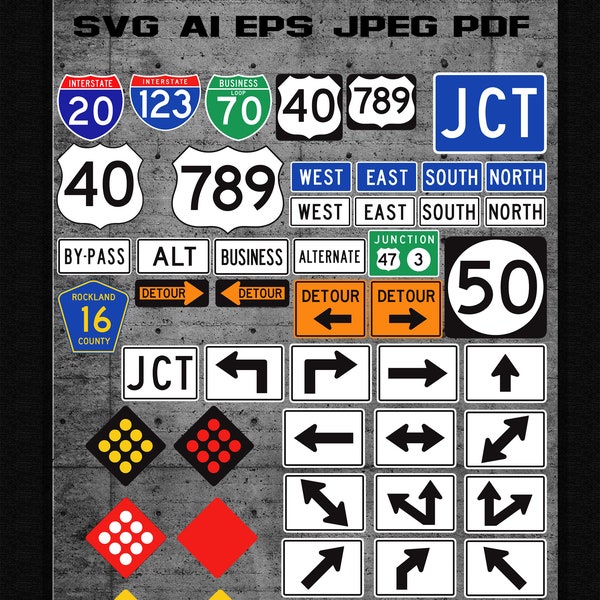 Road Signs set 5 svg-eps-ai-jpeg-pdf