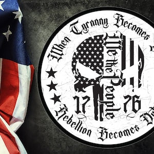 Tyranny Becomes Law Rebellion Becomes Duty, 2nd Amendment, 1776 decal, Patriot sticker, Gothic Script