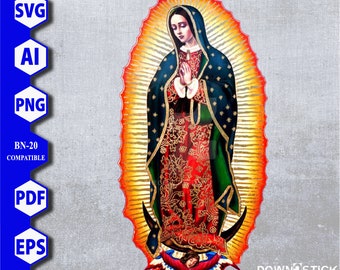 Onze-Lieve-Vrouw van Guadalupe Digitaal bestand - Gesneden contourverschuiving - Roland BN-20 - cricut - cameo silhouet