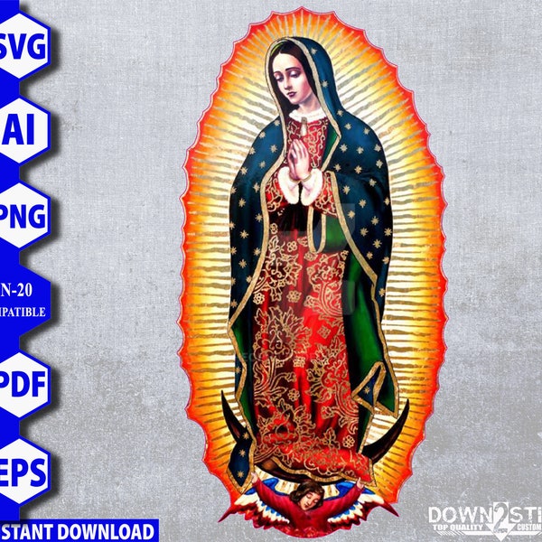 Our Lady of Guadalupe Digital file- Cut Contour offset- Roland BN-20- cricut- cameo silhouette