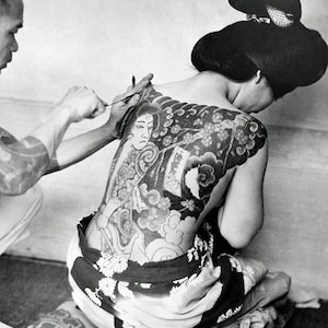 Vintage Tattoo Backpiece Image 11 X 14" Impresión fotográfica de alta calidad