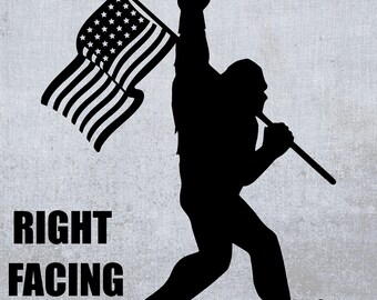 Bigfoot With American Flag LLI | Decal Vinyl Sticker | Cars Trucks Walls Laptop | Black | 7.5 X 5.7 In | LLI1778