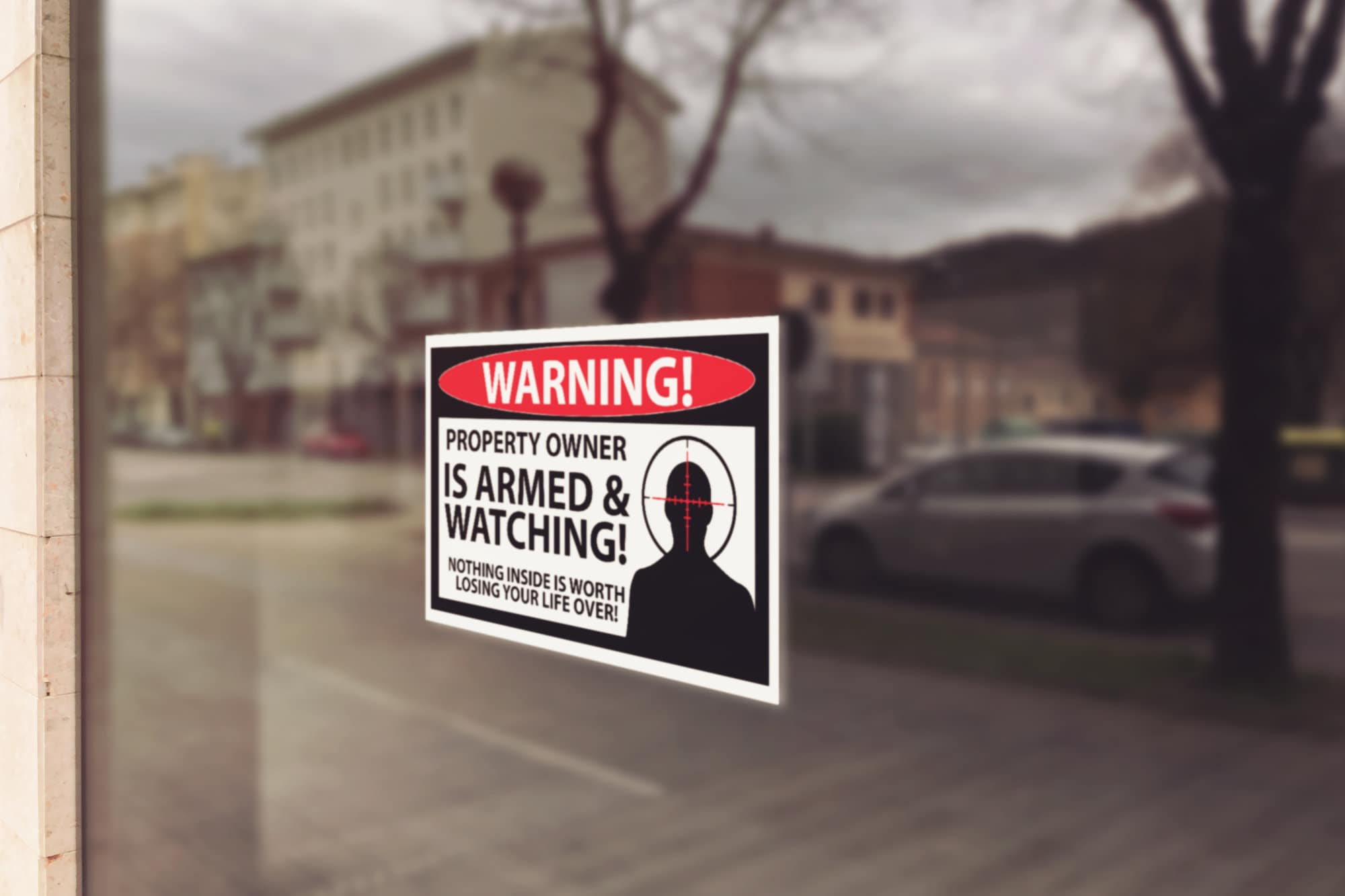 Warning Property Owner Armed Sticker - Security Sign Decal - Etsy