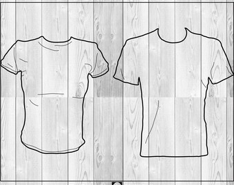 May include: Two black line drawings of t-shirts on a woodgrain background. The t-shirts are both crew neck and short-sleeved. The text "INSTANT DOWNLOAD" and "SVG-DXF-JPEG-AI-PNG" are at the top of the image. The text "DOWN2STICK" is at the bottom of the image.