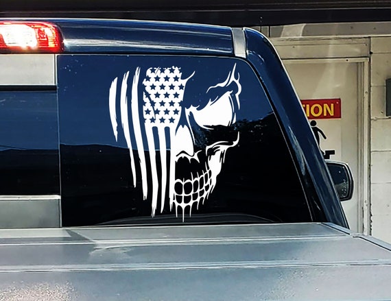 USA American Flag Waving Tattered 3M Vinyl Decal Bumper Sticker