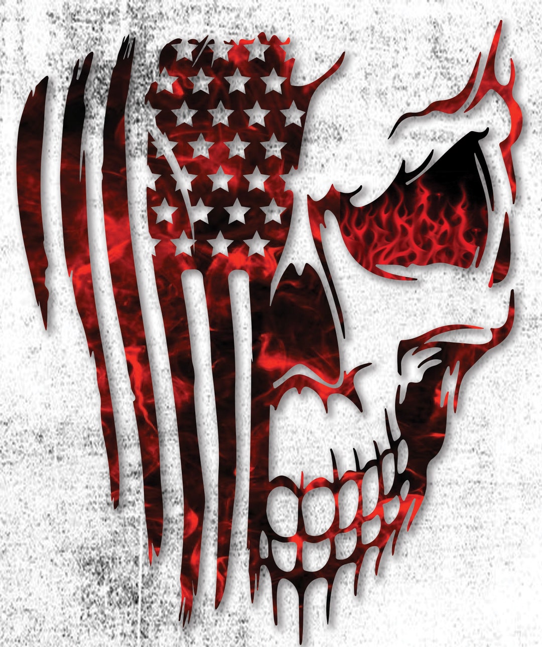 American Flag Skull & Camo Decal Sticker - Matte Vinyl For Car, Truck, Motorcycle (Made In USA)