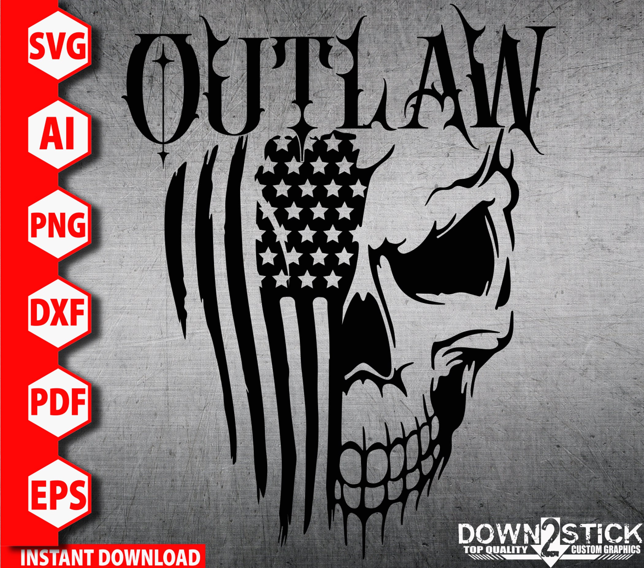USA Outlaw Skull Tattered Distressed Decal American Flag Skull, Patriotic  Flag SVG, DXF -  Hong Kong