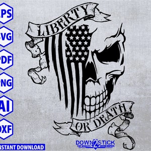 Bandeira do crânio dos EUA Decalque esfarrapado da liberdade ou da morte Crânio da bandeira americana, bandeira patriótica