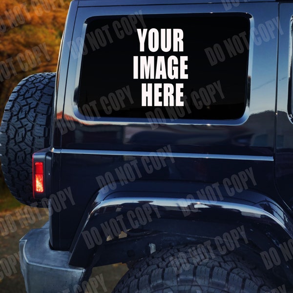 Jeep window mockup, car sticker mockup, vinyl decal mockup, car svg mockup, sticker decal mockup, car window mockup, styled stock photo