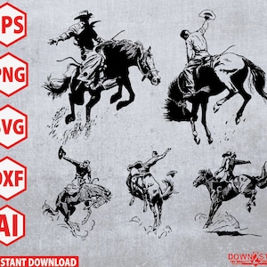 Rodeo Cowboy-Svg, Rodeo-Svg, Bronco-Svg, amerikanische Cowboys Rodeo-Svg-Set, ruckelndes Bronco-Svg