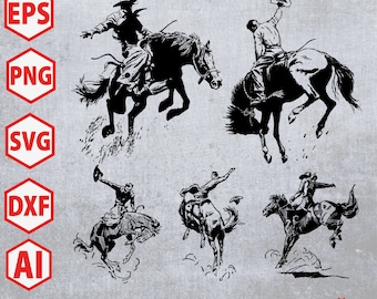 Rodeo Cowboy svg, Rodeo svg, Bronco svg, American Cowboys rodeo svg set, bucking bronco svg