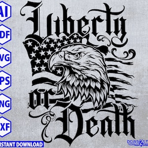 Freiheit oder Tod, USA Eagle Distressed Flag, Patriotisches Design, svg, pdf, png, dxf, eps, ai, jpeg
