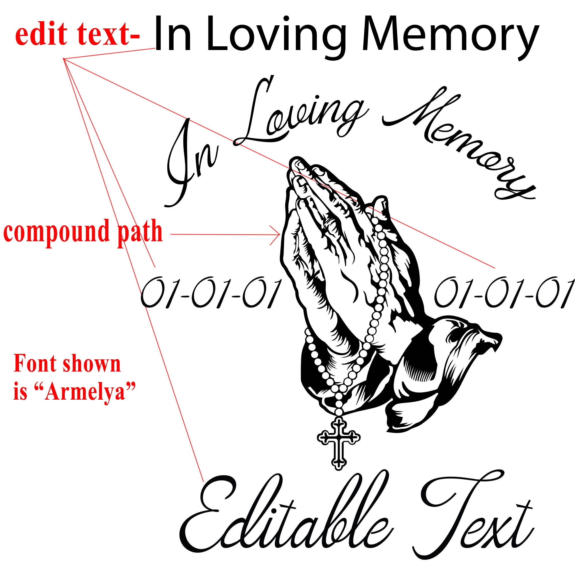 In Loving Memory Praying Hands Svg, Adobe Ai, Eps File Formats - Etsy ...