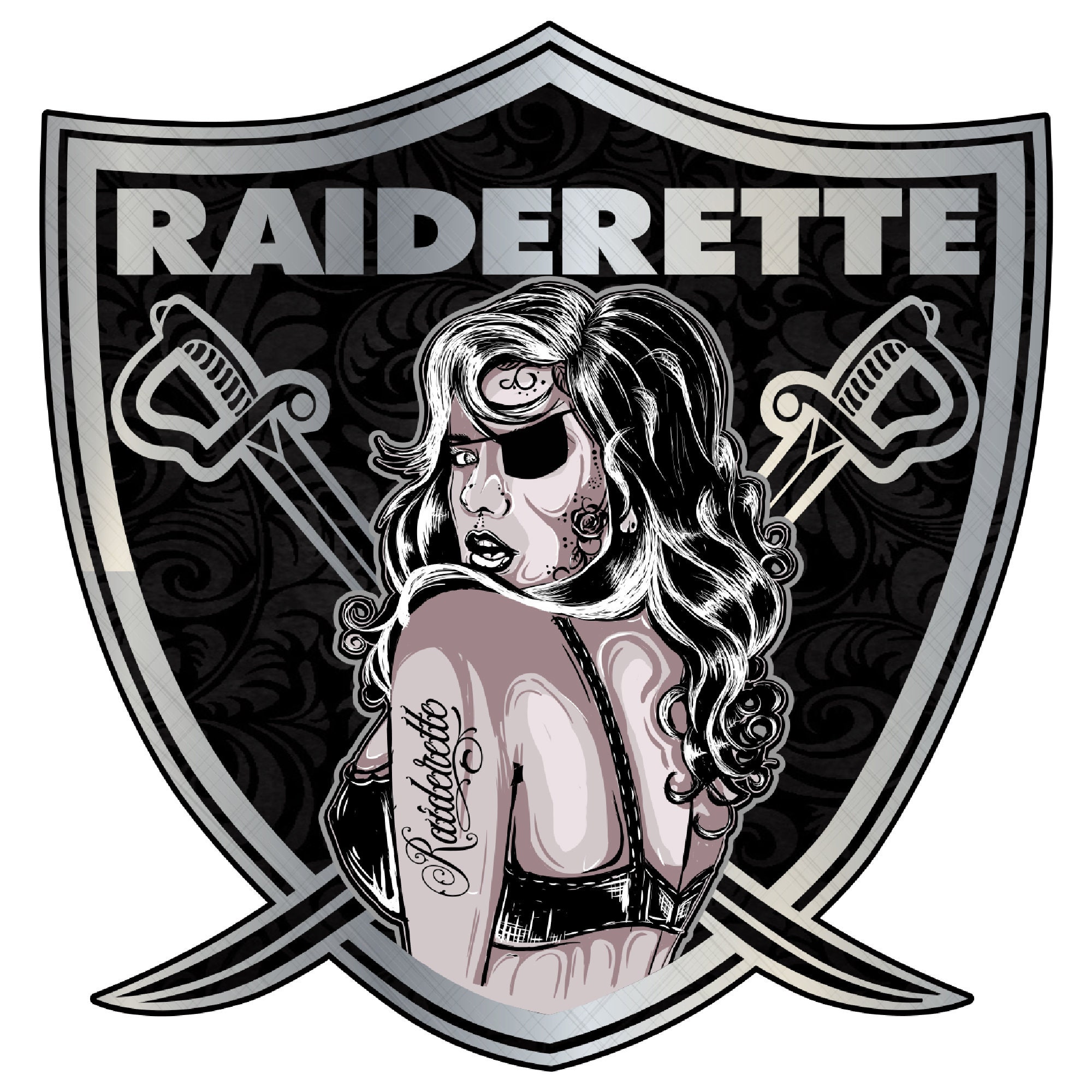 Raiderette Sticker Metal Filagree Shield-female Las Vegas 
