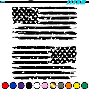 Set van 2 verontruste gescheurde VS Amerikaanse vlag vinyl decal sticker voor jeep truck autoruit boot, toendra RTIC