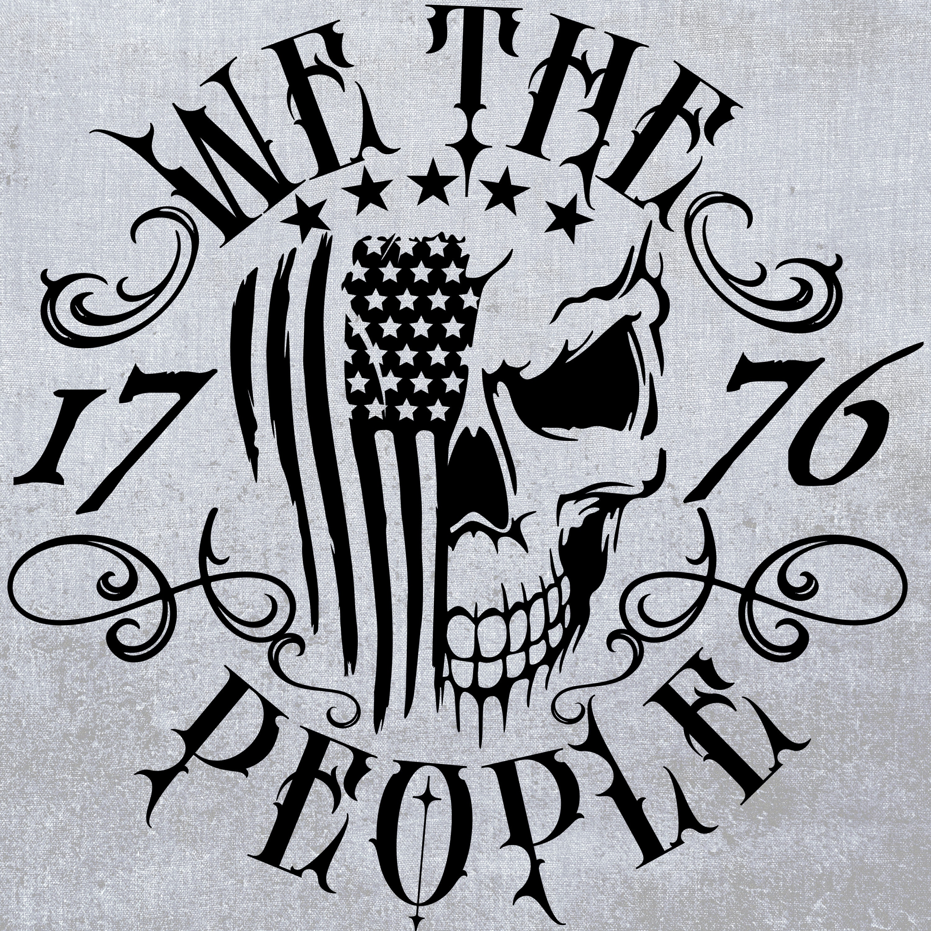 "We The People" Death Skull American Flag Vinyl Decal – Don't Tread On Me 2A – Oracal/Avery