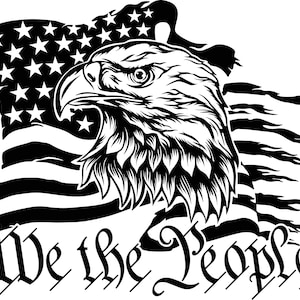 USA Eagle flag, We the People,  distressed decal sticker, vinyl graphic, American Flag