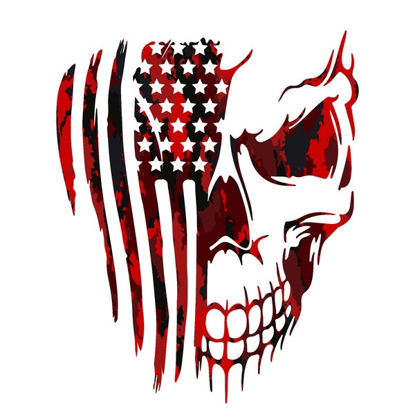USA skull flag distressed decal sticker vinyl graphic american car truck window