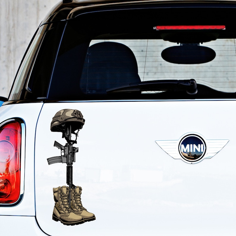 Fallen Soldier Memorial Sticker, Battle Cross Graphic - Etsy