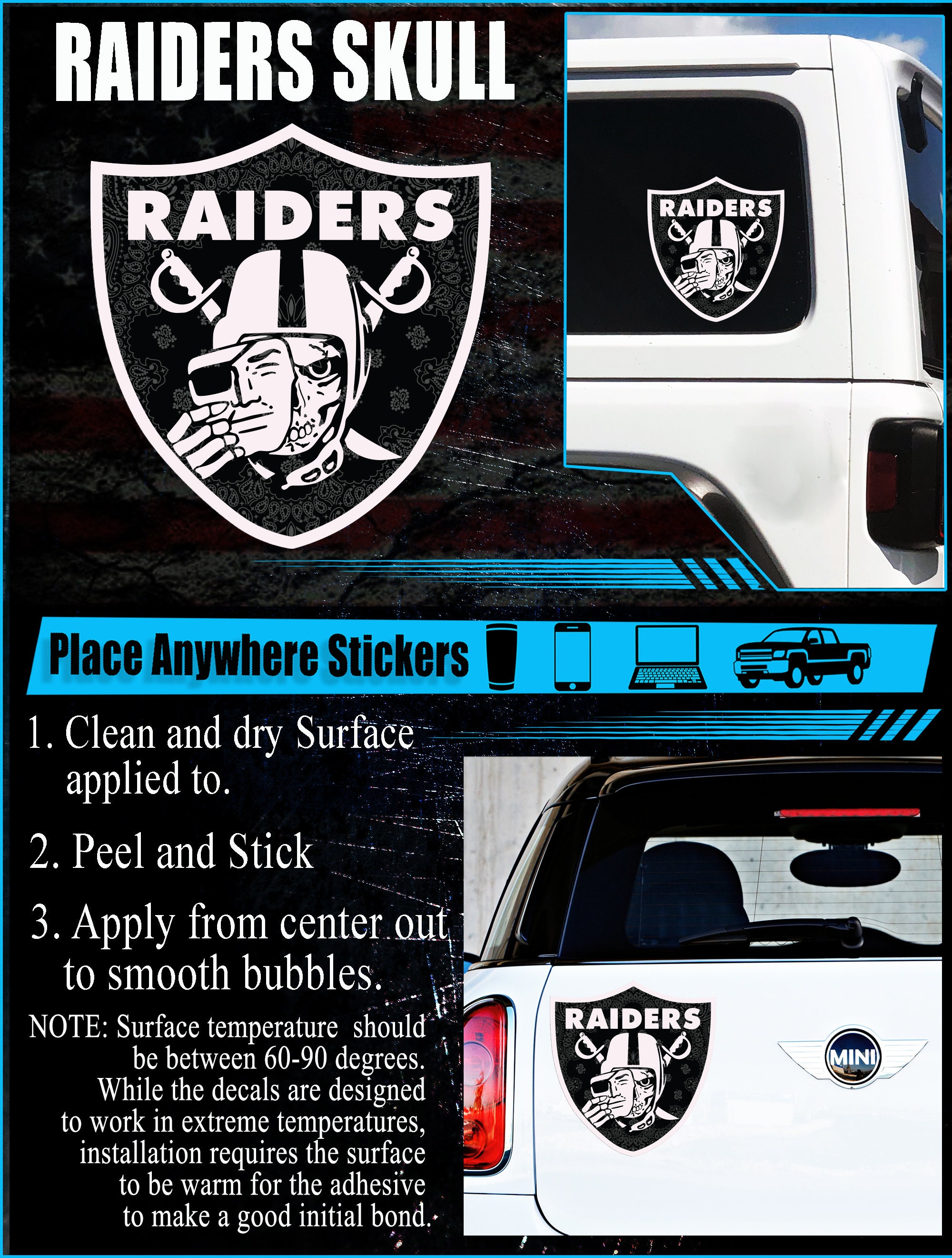 Las Vegas Raiders Car Decals, Raiders Bumper Stickers, Decals