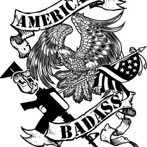 American Badass, American Eagle, US Flag Rifle, Svg-dxf-pdf-png - Etsy