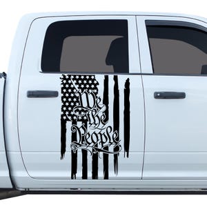 We The People American Flag, Distressed American USA Flag Hood Vinyl Decal Sticker