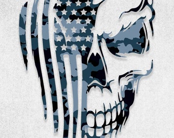 American Flag Weathered Punisher Skull Truck Window Decal Sticker | Custom Made In The USA | Fast Shipping - Foto 2