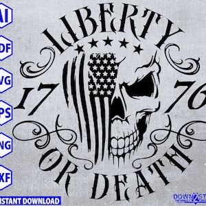 Liberty or Death, Skull Flagge American Pride - Flagge, Digitale Dateien -svg,eps,pdf,png
