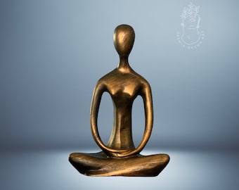 Meditation Yoga Pose Sculpture, Bronze Marble Powder Sculpture