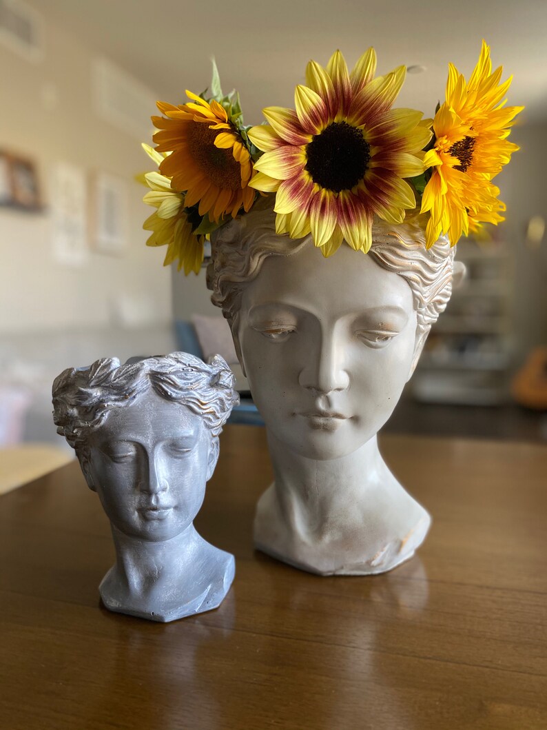 Greek Goddess Female Statue Head Concrete Flower Planter for Etsy