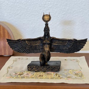 Handmade Egyptian Goddess Isis Statue, Winged Altar Decor image 12