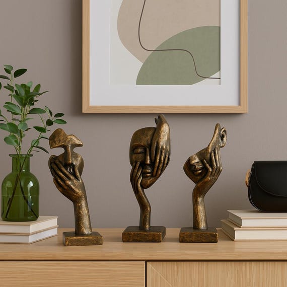 Resin Denker Statue Set – 3-teilig, Abstrakte Skulpturen Für Deko In Wohnzimmer Oder Büro