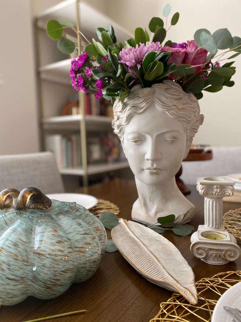 Greek Goddess Female Statue Head Concrete Flower Planter for Etsy